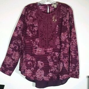 𝅺vintage American 2Pc Burgundy Peasant Shirt NWT M